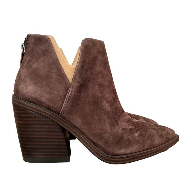 Vince Camuto Gigietta Suede Heeled Ankle Boots US 8 EU 38.5 Brown Western - Picture 2 of 10